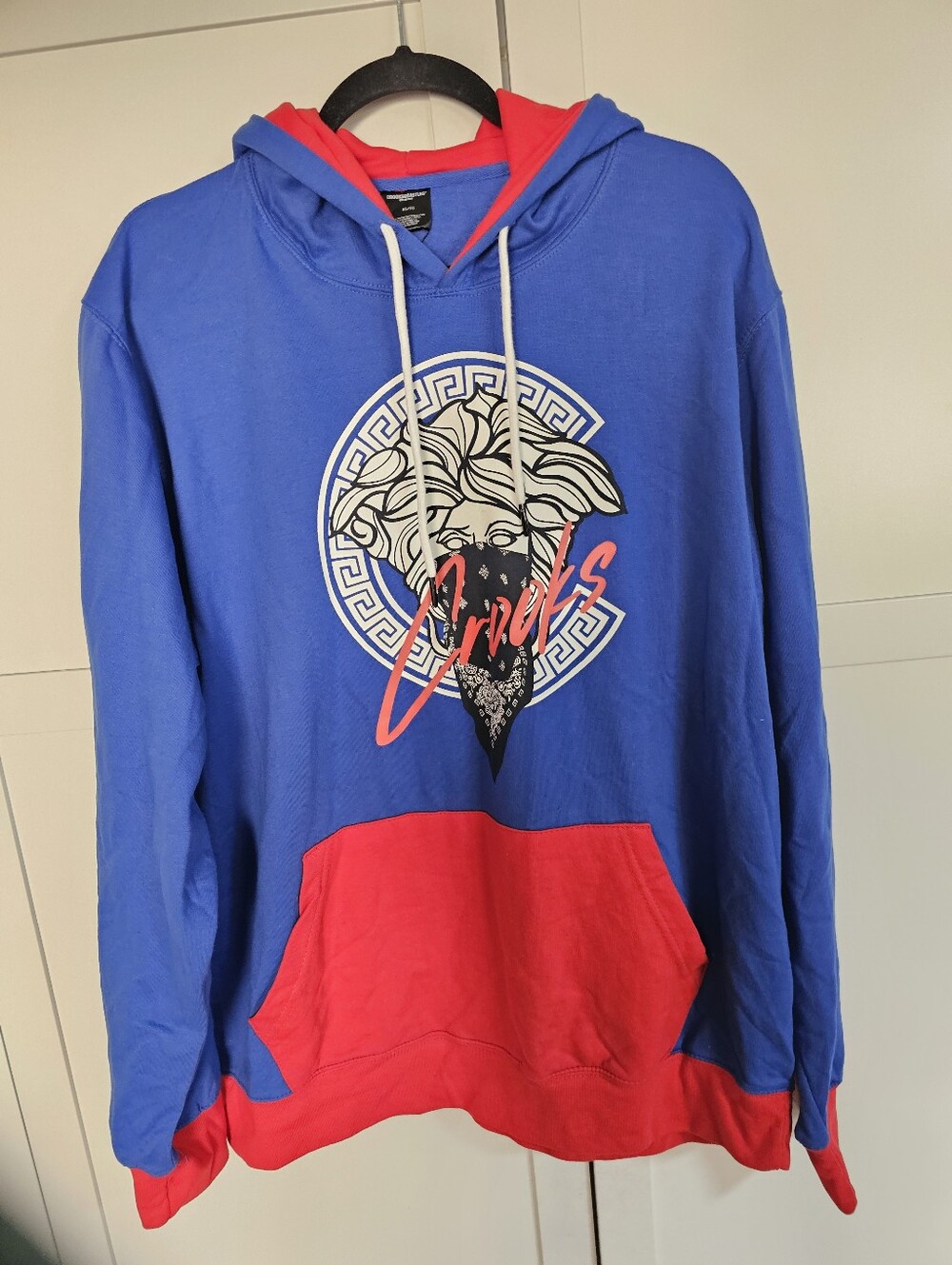 Crooks & Castles Mens XL Hoodie NWT Medusa Graphic Blue Red Streetwear Pullover